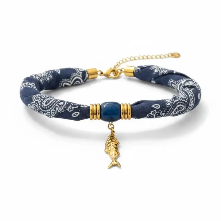 Moura Fabric Bracelet w Fish Charm