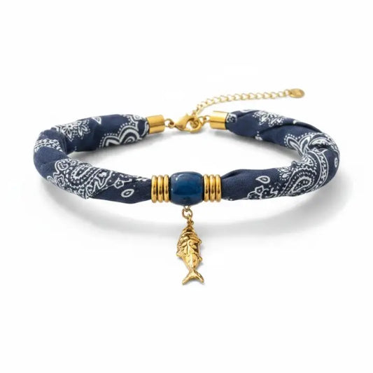Moura Fabric Bracelet w Fish Charm