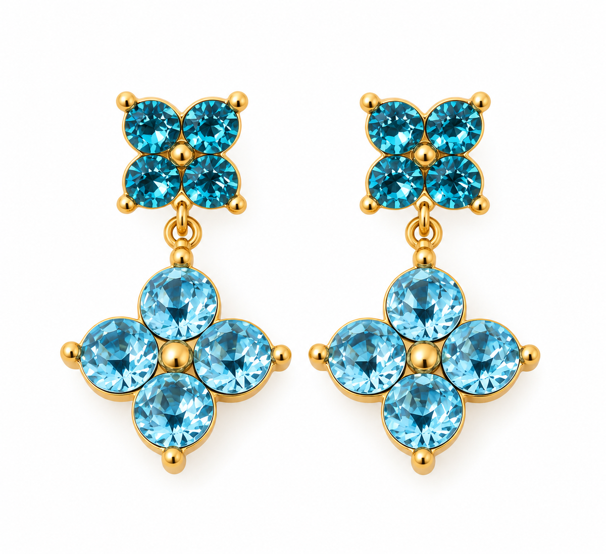 Floral Crystal Drop Earrings