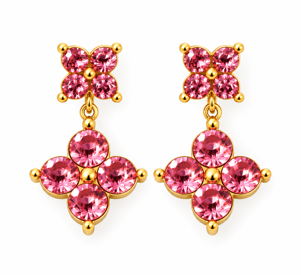 Floral Crystal Drop Earrings