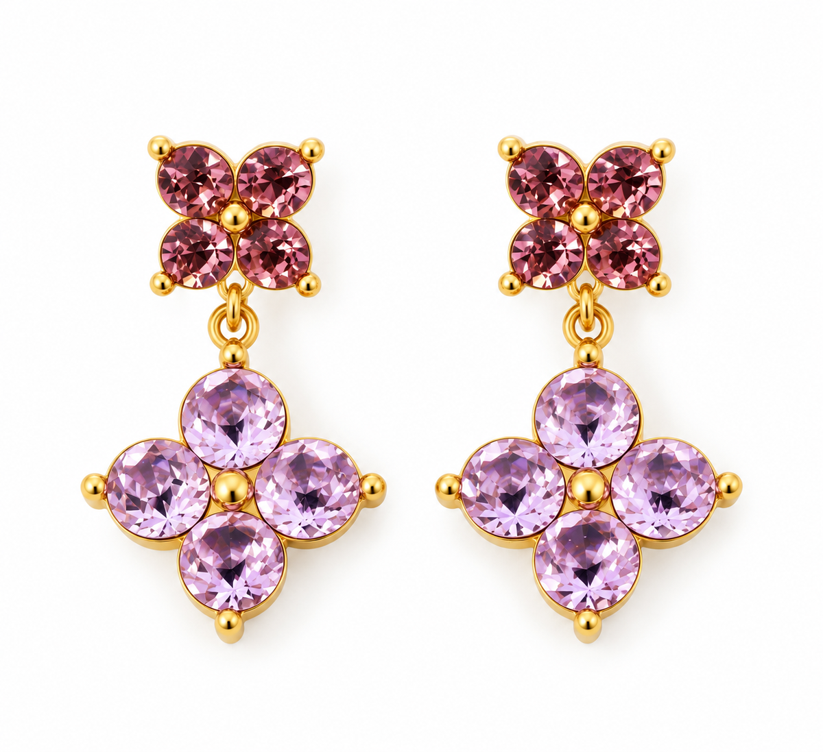 Floral Crystal Drop Earrings