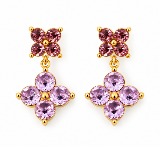Floral Crystal Drop Earrings