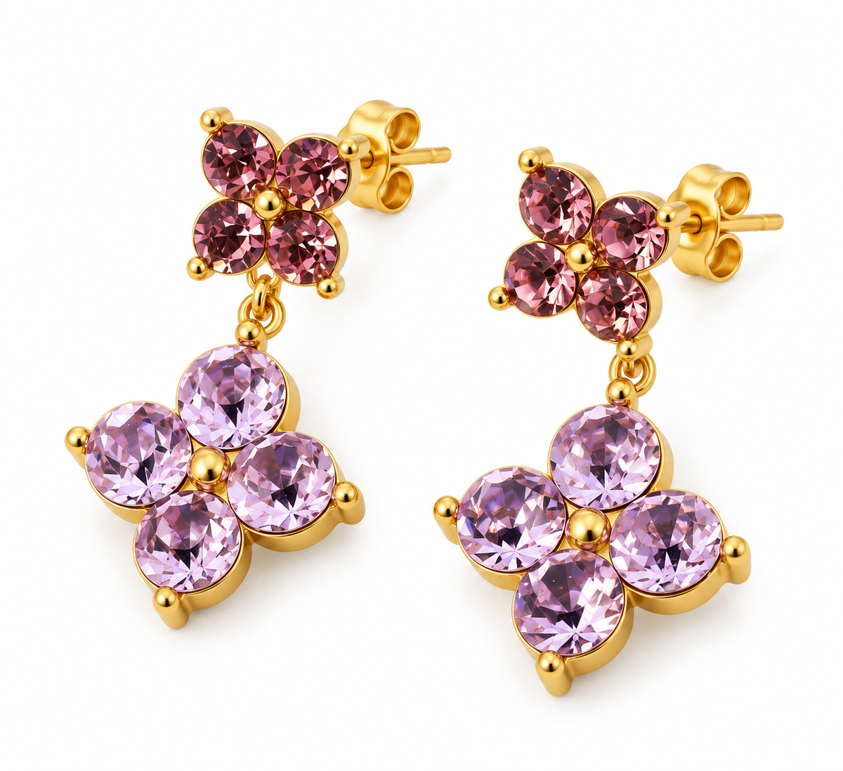 Floral Crystal Drop Earrings