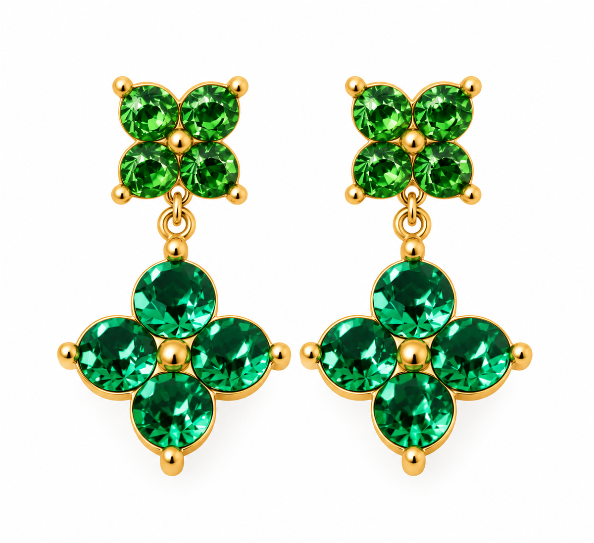 Floral Crystal Drop Earrings