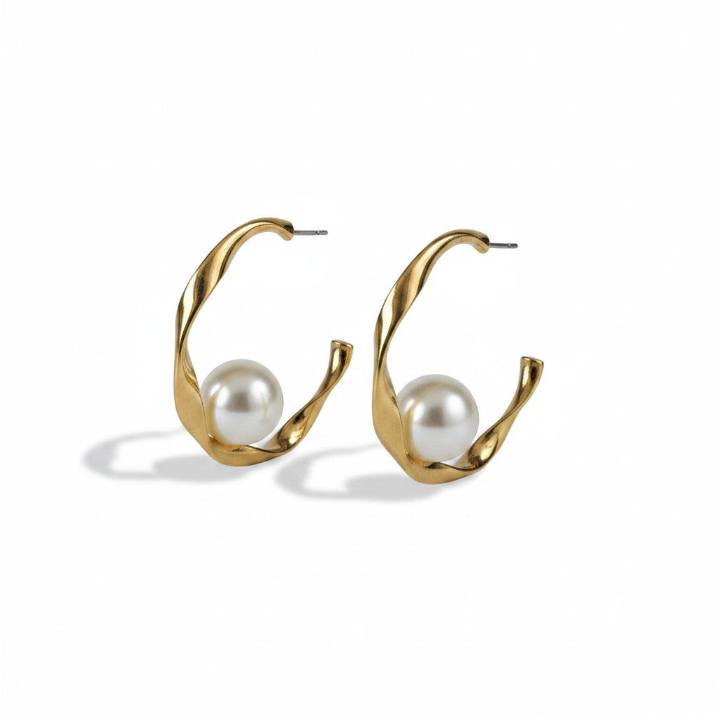 Pearl Embrace Hoops