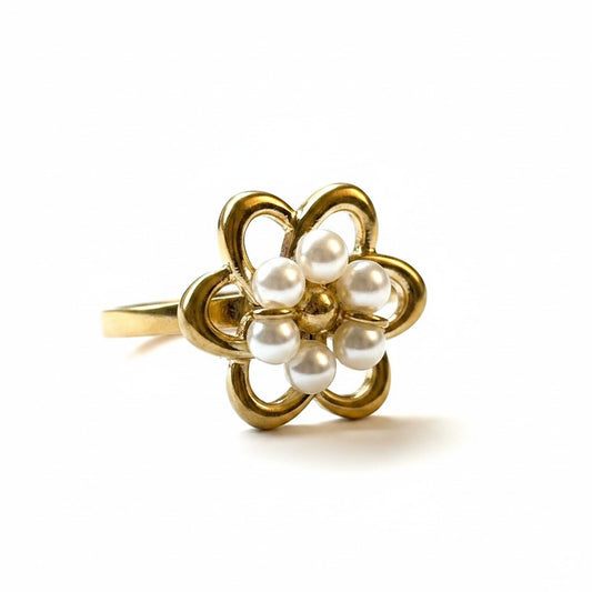 Pearl Bloom Stainless Steel Ring
