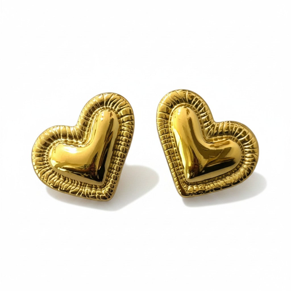 Golden Heart Stainless Steel Earrings