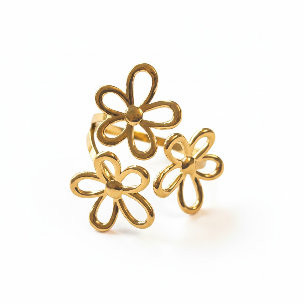Daisy Trio Stainless Steel Ring