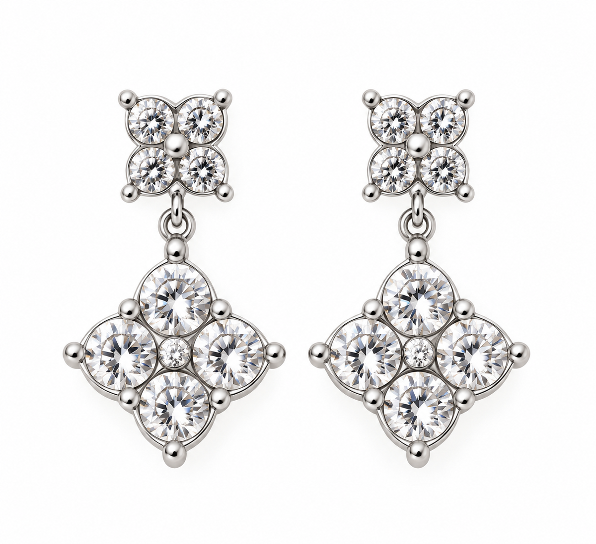 Floral Crystal Drop Earrings